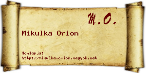 Mikulka Orion névjegykártya
